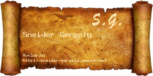 Sneider Gergely névjegykártya